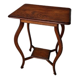 Antique Arts & Crafts Walnut Side Table with Drawer For Sale