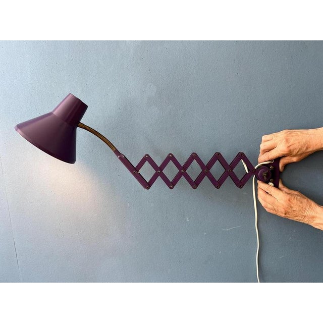 ED SCiSSOR&LAMPLiGHTER『Tell ThemWinter』 Vintage Space Age Purple Scissor Wall Lamp | Chairish