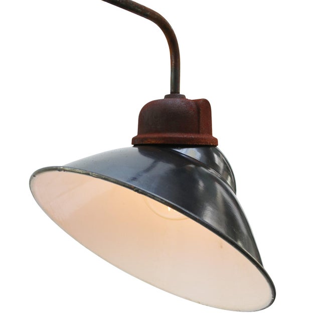Vintage Industrial French Black Enamel Sconce For Sale - Image 4 of 7