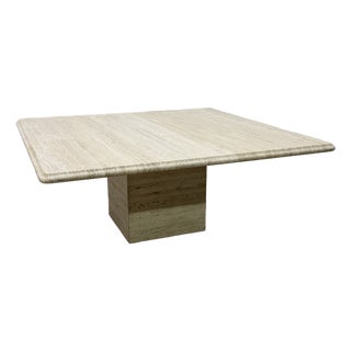 Italian Travertine Square Coffee or Cocktail Table, 1970s For Sale