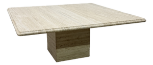 Italian Travertine Square Coffee or Cocktail Table, 1970s