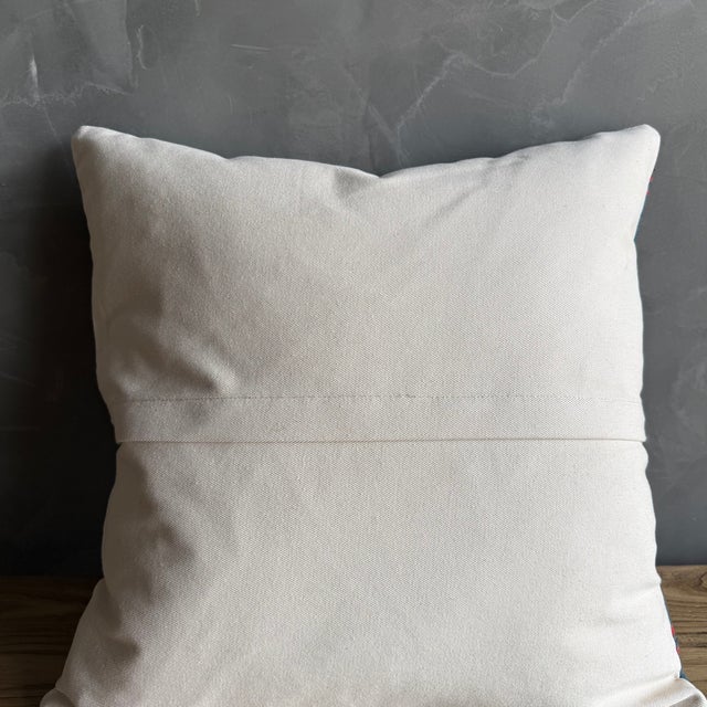 Blue Vintage Rug Pillow Cover With Stripes For Sale - Image 8 of 8