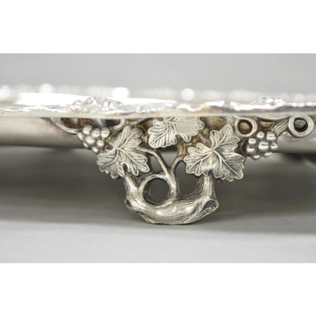 Victorian Antique English Victorian Silver Plated Grapevine Meat Cutlery Tray by Benedict For Sale - Image 3 of 13