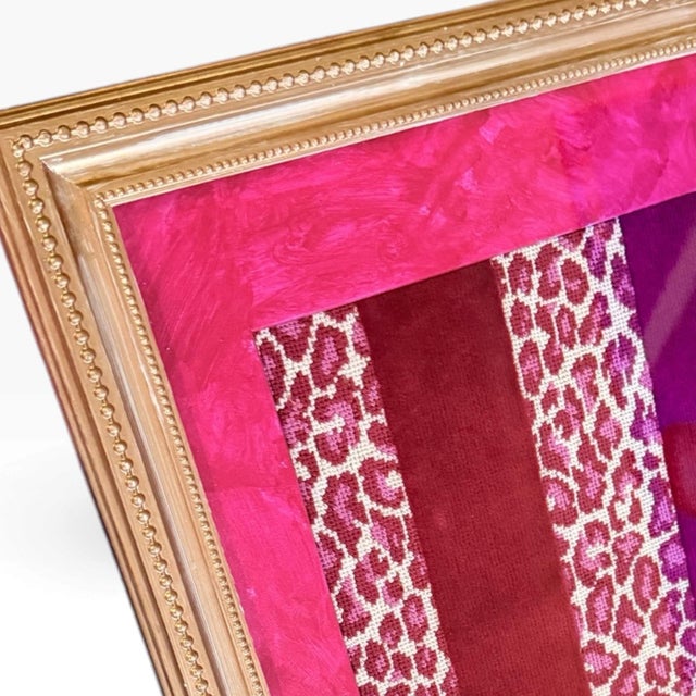 Contemporary Framed Schumacher Guépard Stripe Velvet Textile Art For Sale - Image 4 of 6