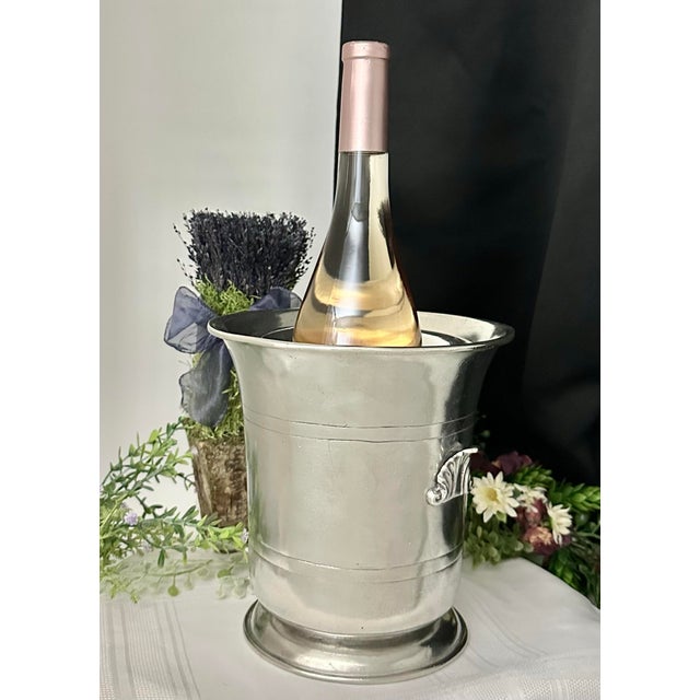 Vintage Italian Pewter Ice Bucket / Crafted in Italy Champagne Holder / Wine Chiller For Sale In Phoenix - Image 6 of 7