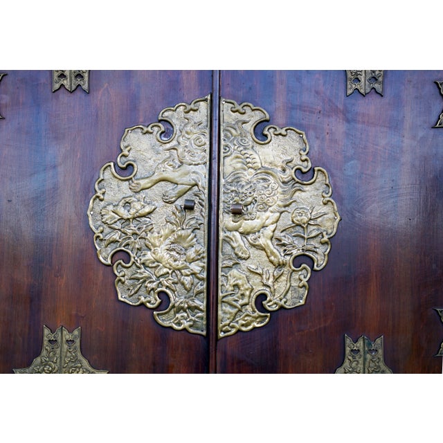 Brass 20th Century Mahogany Tansu Jewelry Chest With Brass Fittings For Sale - Image 8 of 12