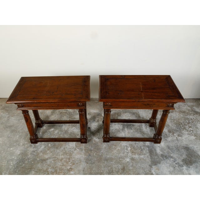 Pair of Italian 19th Century Carved Walnut Console Tables with Doric Columns For Sale In Atlanta - Image 6 of 12
