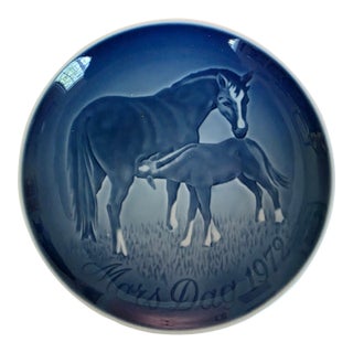 1972 Vintage Bing and Grondahl Porcelain Mother's Day Horse With Foal Plate For Sale