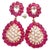 Gemstone Natural Ruby & White Sapphire "Bochic" Earrings Set In 18K Gold & Silver For Sale - Image 7 of 7