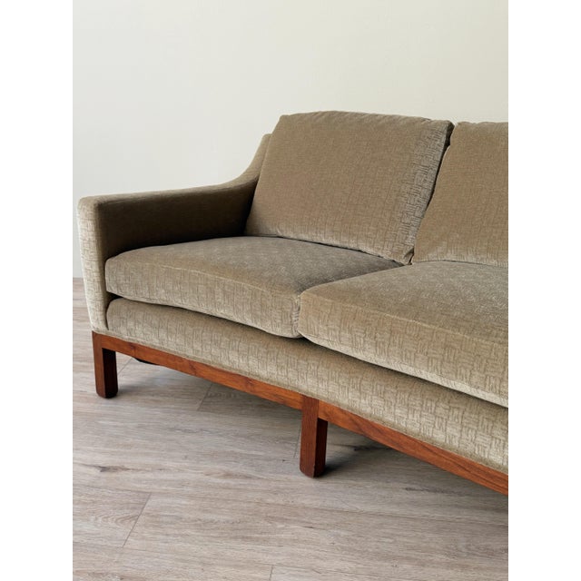 Mid-Century Curved Sofa in Sage Green Graphic Cut Mohair For Sale - Image 10 of 12