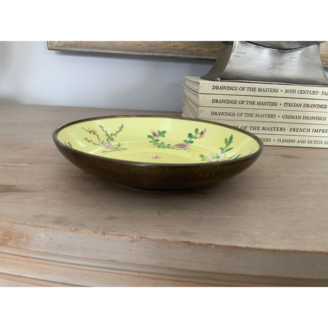 Ceramic 1970s Japanese Porcelain Dish/ Catchall With Brass Trim For Sale - Image 7 of 10