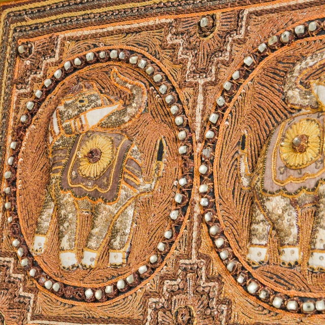 Textile Burmese Kalaga Elephant Tapestry Professionally Framed For Sale - Image 7 of 18