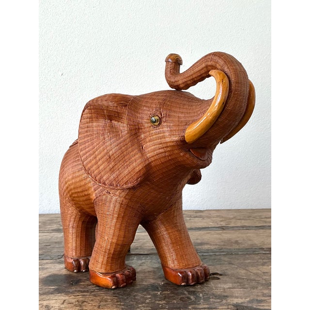 Brown Vintage Shanghai Weave Elephant Basket For Sale - Image 8 of 12