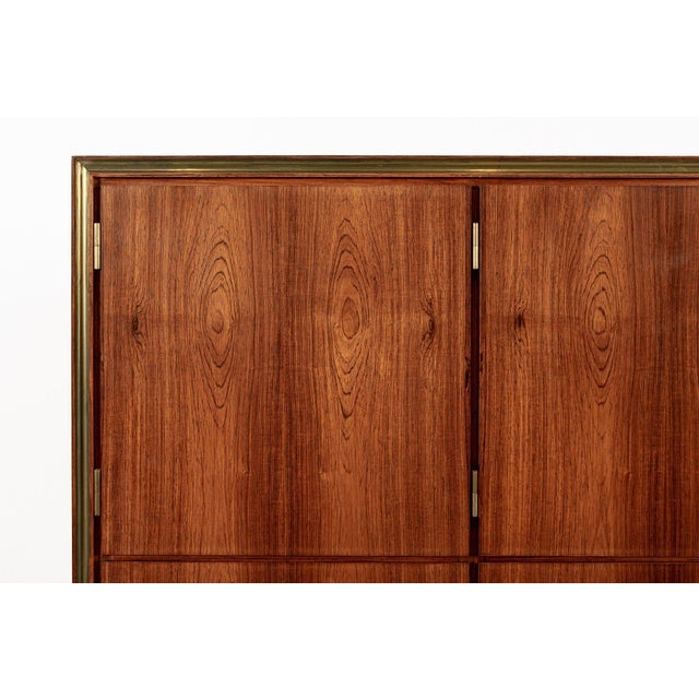 Brass Exceptional Mid Century Danish Modern Floating Rosewood Wall Cabinet 1950s For Sale - Image 8 of 13