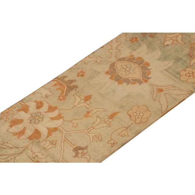 Rug & Kilim Rug & Kilim’s Persian Sultanabad Style Runner in Blue With Orange Floral Pattern For Sale - Image 4 of 7