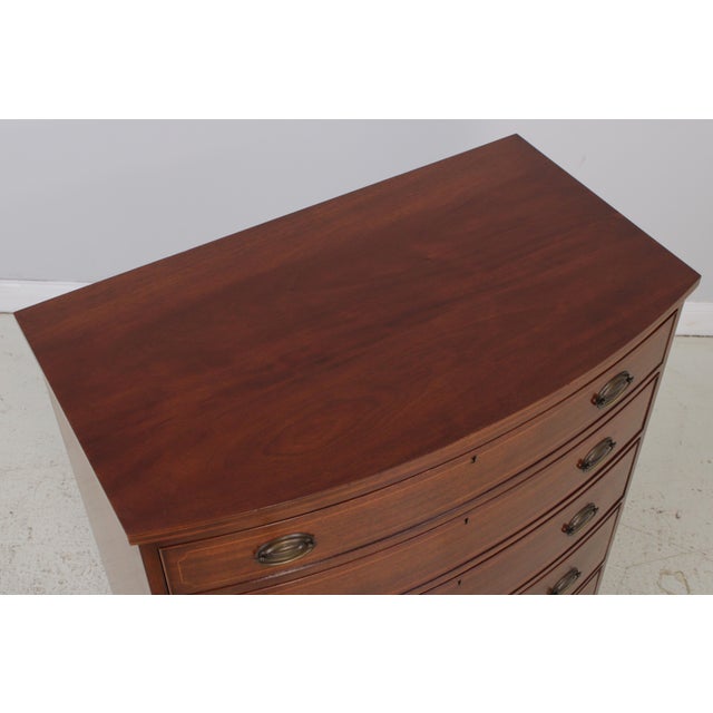 Wood Biggs 5 Drawer Inlaid Mahogany High Chest For Sale - Image 7 of 15