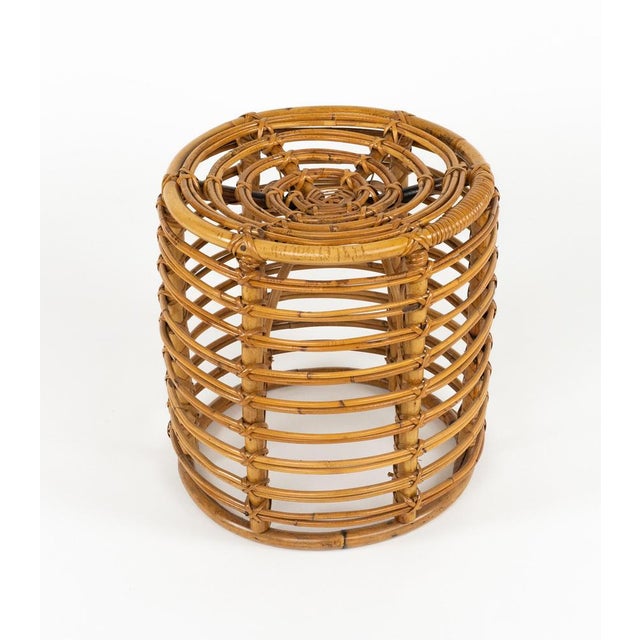 Mid-Century Modern Rattan and Bamboo Stool by Tito Agnoli, Italy, 1960s For Sale - Image 11 of 12