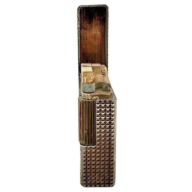 Metal 1970s French Modern Silver & Gold Plate Gas Pocket Guilloché Lighter by s.t. Dupont For Sale - Image 7 of 10