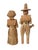 Vintage Thanksgiving Pilgrims Set of 2 Carved Corn Husk Figures 13 & 16" Tall Folk Art For Sale - Image 4 of 6