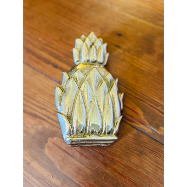Mid 20th Century Vintage Brass Pineapple Door Knocker- Front Door Hardware For Sale - Image 5 of 8