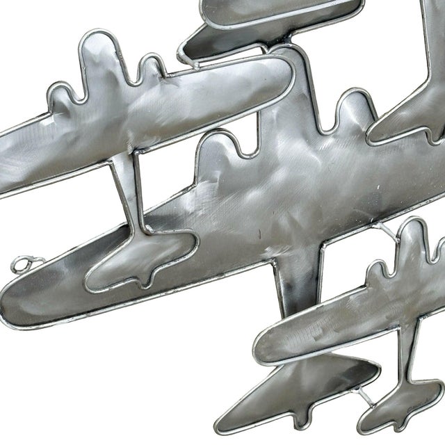 Postmodern Brush Steel Airplane Fighter Plane Wall Sculpture by Artisan House For Sale - Image 9 of 11