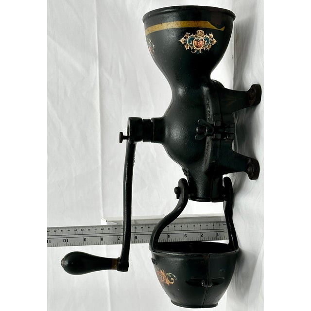 Rare Large Size Antique Enterprise #350 American Cast Iron Wall Mount Hand Crank Coffee Grinder For Sale - Image 17 of 18