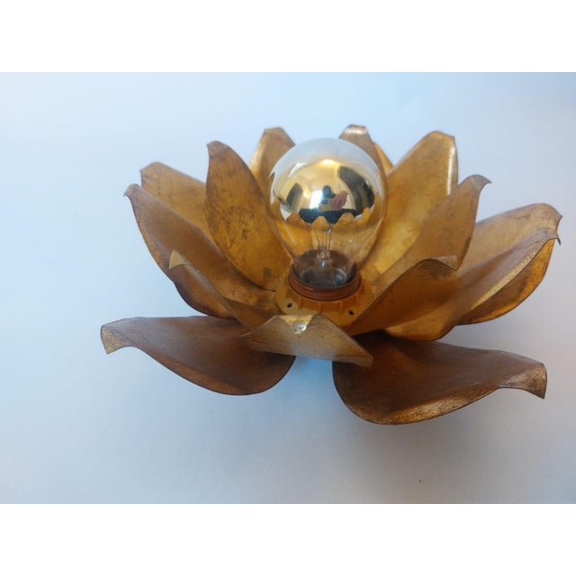Hollywood Regency Gilt Lotus Wall Sconce, Italy, 1970s For Sale - Image 15 of 18