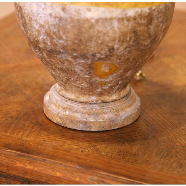 19th Century French Yellow Glazed Confit Pot Table Lamp With Custom Shade For Sale - Image 4 of 9