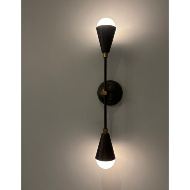 Black Apparatus Studio Blackened Brass Triad 2 Wall Sconces - a Pair For Sale - Image 8 of 16