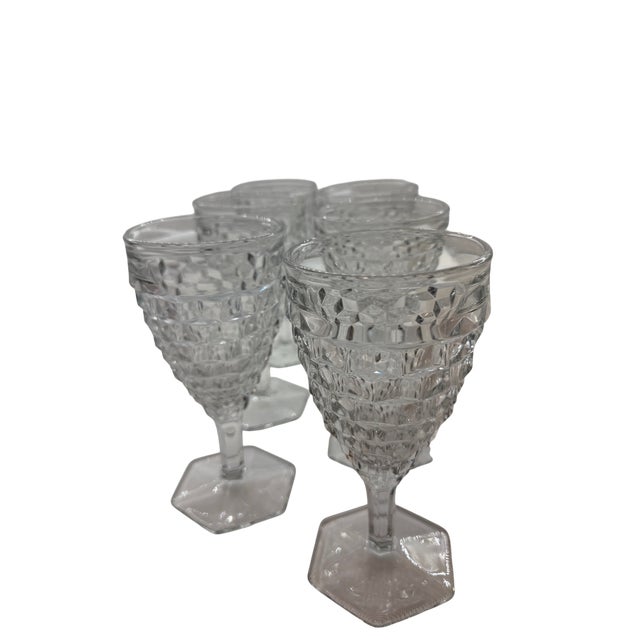 Transparent Fostoria Set of 6 American Clear Water Goblets For Sale - Image 8 of 9