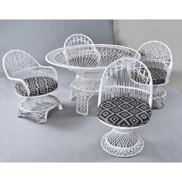 White Restored Russell Woodard Vintage Spun Fiberglass Outdoor Dining Set For Sale - Image 8 of 12