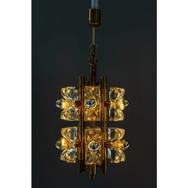 Sische Glass and Brass Chandelier, Vienna, 1960s For Sale - Image 12 of 15