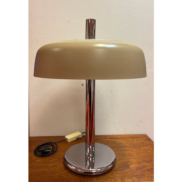 Beige Mushroom Table Light by Egon Hillebrand for Hillebrand Leuchten, 1970, in Very Good conditions. Designed 1960 to...