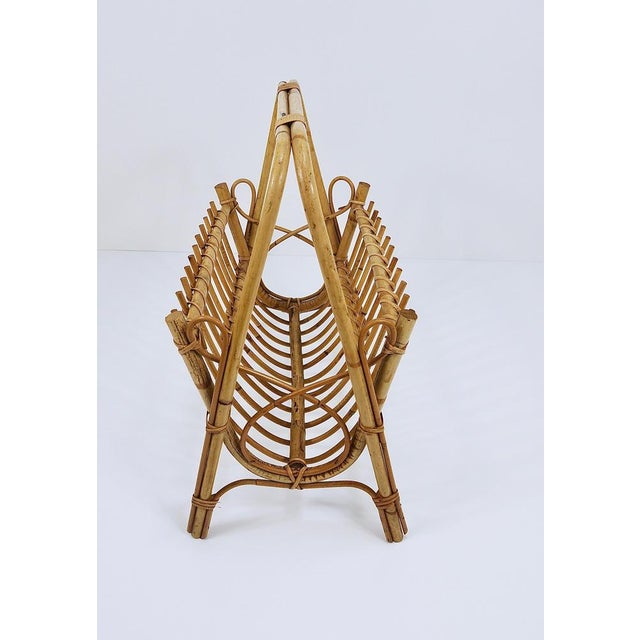 Rattan Bamboo Magazine Rack, France, 1950s For Sale - Image 13 of 18