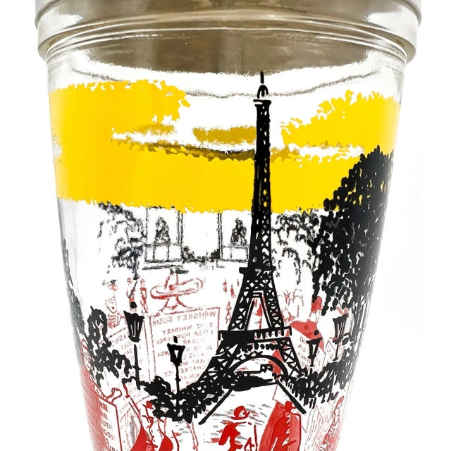 Vintage French Style Paris Cocktail Shaker – Eiffel Tower Scene With Recipe Graphics For Sale In Houston - Image 6 of 14