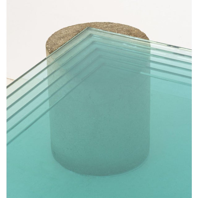 Glass Modernist Graduated Glass Top and Concrete Coffee Table For Sale - Image 7 of 12