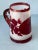 1900 - 1909 Vintage Oxblood Red on Frosted Clear Cameo Art Glass Handled Tumbler For Sale - Image 5 of 13