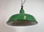 Metal Industrial British Green Enamel Factory Pendant Lamp, 1960s For Sale - Image 7 of 18