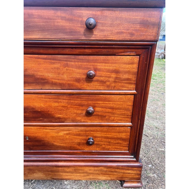 Brown 19th Century Louis Philippe Solid Flam Mahogany Carrara Marble Top Chest of Drawer / Commodes For Sale - Image 8 of 12