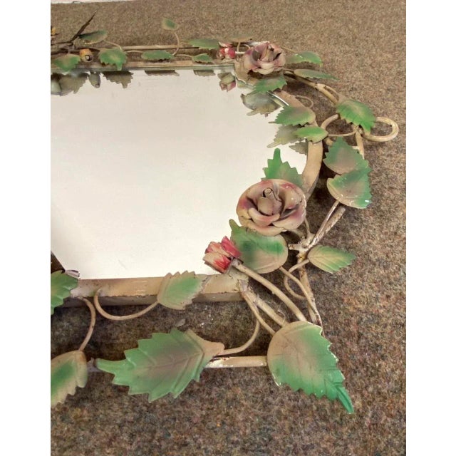 French Wrought Iron Mirror with Roses, 1970s For Sale - Image 13 of 18