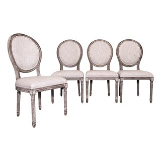 Set of 4 Balloon Back Chairs in Linen by Restoration Hardware For Sale