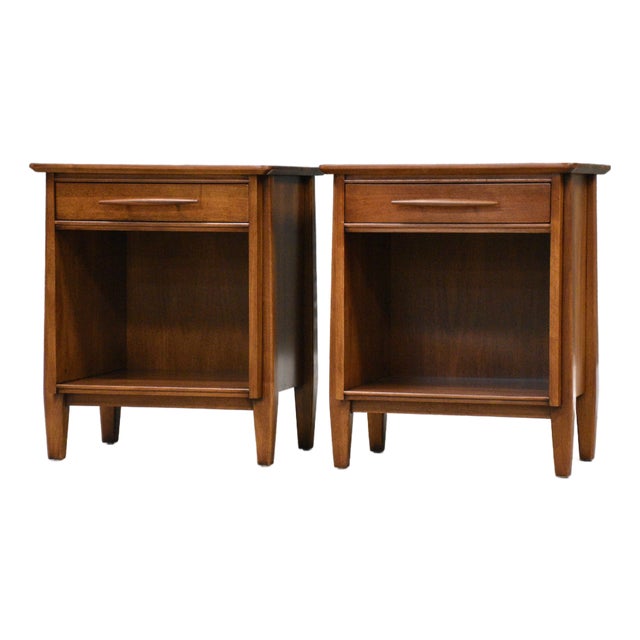 1960s Refinished Walnut Nightstands by Davis - A Pair For Sale