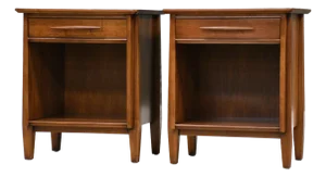 1960s Refinished Walnut Nightstands by Davis - A Pair