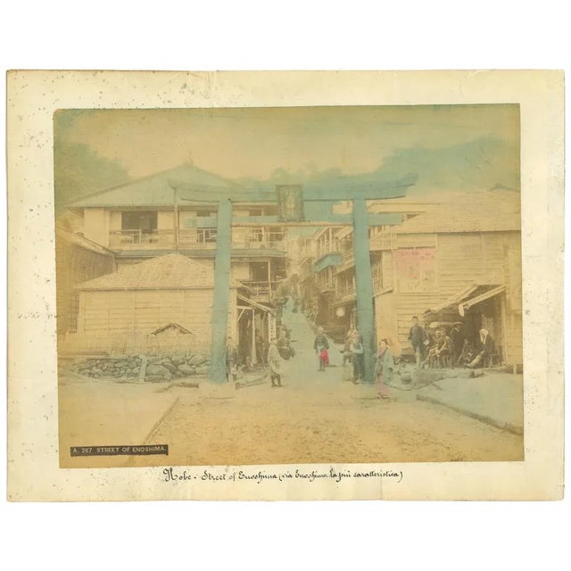 Ancient Views of Kobe is an original vintage albumen prints on single cardboard: 26 x 34 cm. They were realized in 1890s....