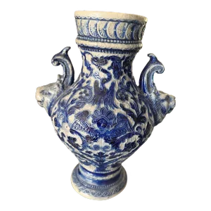 Late 19th Century Blue and White German Pottery Vase