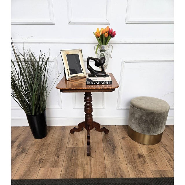 A beautiful italian walnut side table with great details and frames shaped in victorian, napoleon iii, louis xv style with...