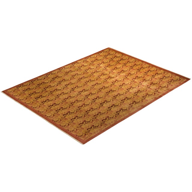 Burnt Orange Mogul Collection Hand-Knotted Area Rug - Orange Collection 9' 2" X 11' 9" For Sale - Image 8 of 10