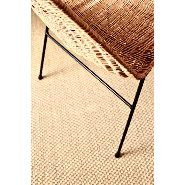 Basket Chair in Rattan and Black Metal by Gian Franco Legler, 1950s For Sale - Image 4 of 6