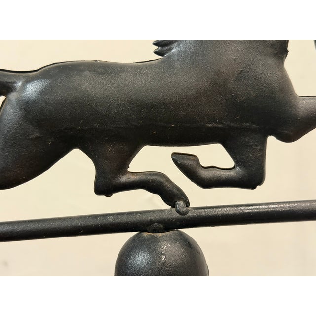 Vintage Full-Bodied Running Horse Weathervane on Painted Wood Display Base For Sale - Image 12 of 18