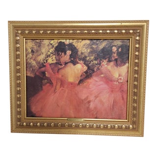 Late 20th Century Framed Degas Ballerina Dancers in Pink Print For Sale